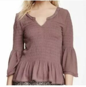 Free People Sugar Magnolia Smocked Blouse Size S